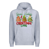 Heather Grey snow flakes and christmas cakes Premium Hoodie - FaDigitalArtStudio