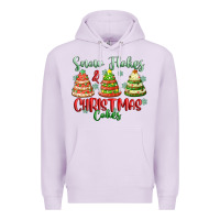Lilac snow flakes and christmas cakes Premium Hoodie - FaDigitalArtStudio