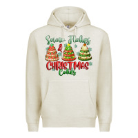Oatmeal Heather snow flakes and christmas cakes Premium Hoodie - FaDigitalArtStudio