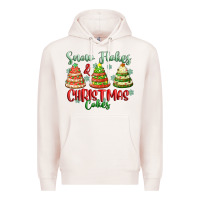 Pale Pink snow flakes and christmas cakes Premium Hoodie - FaDigitalArtStudio