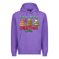 Purple snow flakes and christmas cakes Premium Hoodie - FaDigitalArtStudio