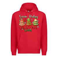 Red snow flakes and christmas cakes Premium Hoodie - FaDigitalArtStudio