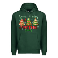 Sports Green snow flakes and christmas cakes Premium Hoodie - FaDigitalArtStudio