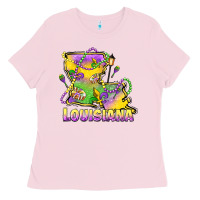 Bubblegum Pink louisiana mardi gras state map Ladies Tee - LillyAllenDesigns