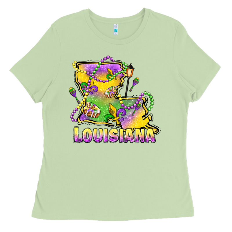 Louisiana Mardi Gras State Map Ladies Tee by LillyAllenDesigns | Teevron