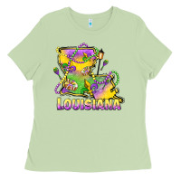 Matcha louisiana mardi gras state map Ladies Tee - LillyAllenDesigns