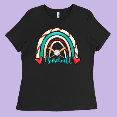 Baseball Rainbow Ladies Tee Designed By Ranaportraitstore