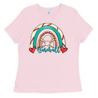 Bubblegum Pink Baseball Rainbow Ladies Tee - RanaPortraitStore