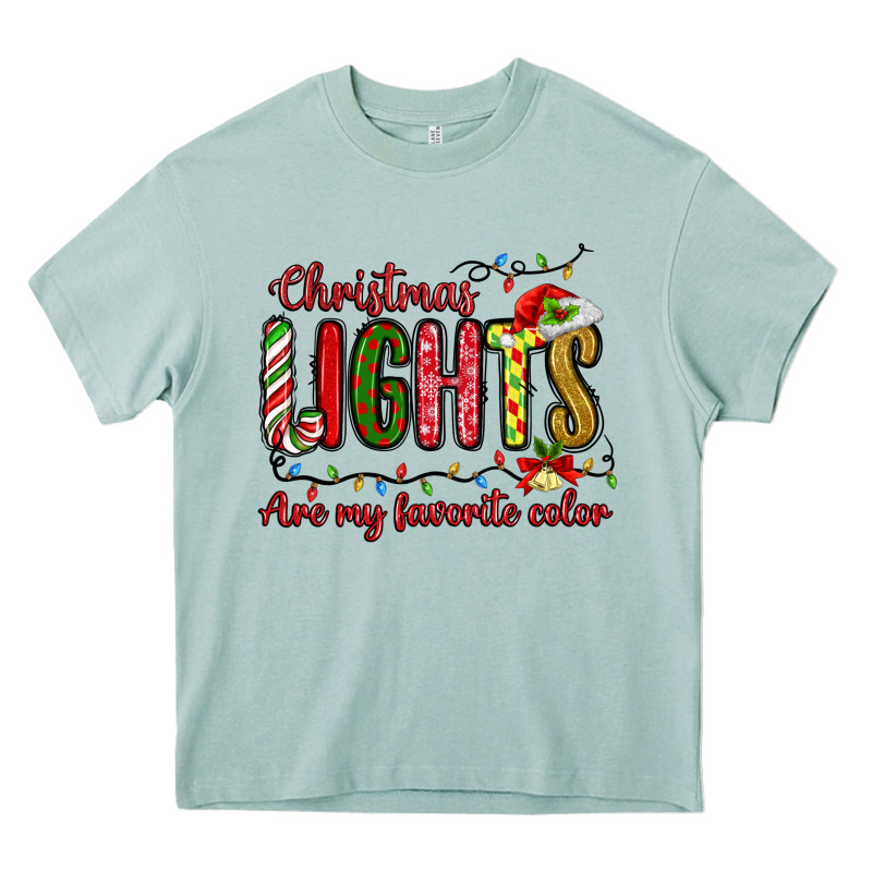 Christmas Lights Are My Favorite Color Heavy Core Tee by MaliasSmallBusiness | Teevron