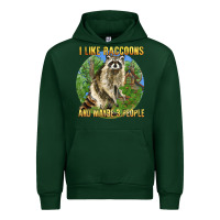 Forest Green i like raccoons and 3 people Urban Hoodie - BarkalooDesign