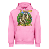 Fuchsia Pink i like raccoons and 3 people Urban Hoodie - BarkalooDesign