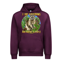 Mauve Wine i like raccoons and 3 people Urban Hoodie - BarkalooDesign
