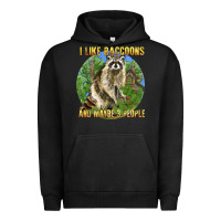 Pigment Black i like raccoons and 3 people Urban Hoodie - BarkalooDesign