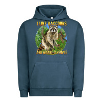 Pigment Midnight Navy i like raccoons and 3 people Urban Hoodie - BarkalooDesign
