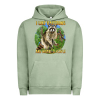 Pigment Oil Green i like raccoons and 3 people Urban Hoodie - BarkalooDesign