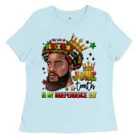 Baby Blue juneteenth is my independence day Ladies Tee - LillyAllenDesigns