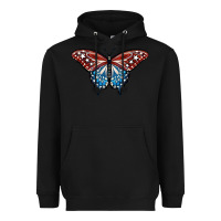 Black Patriotic American Butterfly Heavyweight Hoodie - LillyAllenDesigns