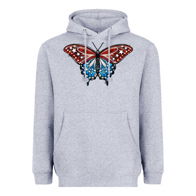 Patriotic American Butterfly Heavyweight Hoodie by LillyAllenDesigns | Teevron