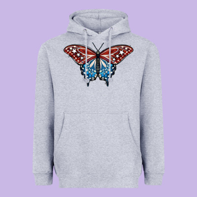 Patriotic American Butterfly Heavyweight Hoodie Designed By Lillyallendesigns