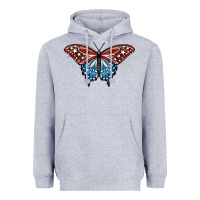 Heather Grey Patriotic American Butterfly Heavyweight Hoodie - LillyAllenDesigns