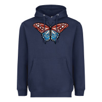 Navy Patriotic American Butterfly Heavyweight Hoodie - LillyAllenDesigns