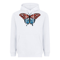 White Patriotic American Butterfly Heavyweight Hoodie - LillyAllenDesigns