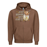 Chestnut Half Human Half Coffee Zipper Hoodie - CowhideDigitalArt