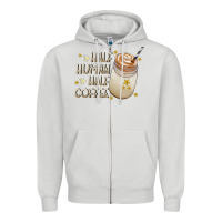 Dove Grey Half Human Half Coffee Zipper Hoodie - CowhideDigitalArt