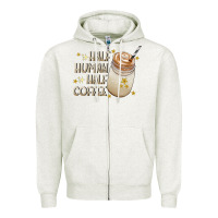 Oatmeal Heather Half Human Half Coffee Zipper Hoodie - CowhideDigitalArt
