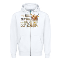 White Half Human Half Coffee Zipper Hoodie - CowhideDigitalArt
