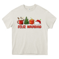 Cream feliz navidad Heavy Core Tee - MaliasSmallBusiness