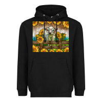 Black Western Charolais Heifer With Sunflowers Heavyweight Hoodie - LillyAllenDesigns