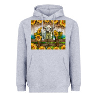 Heather Grey Western Charolais Heifer With Sunflowers Heavyweight Hoodie - LillyAllenDesigns