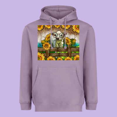Western Charolais Heifer With Sunflowers Heavyweight Hoodie Designed By Lillyallendesigns