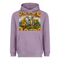 Lavender Western Charolais Heifer With Sunflowers Heavyweight Hoodie - LillyAllenDesigns