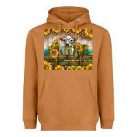 Meerkat Western Charolais Heifer With Sunflowers Heavyweight Hoodie - LillyAllenDesigns