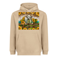 Mushroom Western Charolais Heifer With Sunflowers Heavyweight Hoodie - LillyAllenDesigns