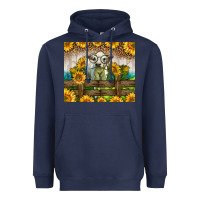 Navy Western Charolais Heifer With Sunflowers Heavyweight Hoodie - LillyAllenDesigns