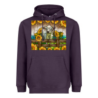 Plum Western Charolais Heifer With Sunflowers Heavyweight Hoodie - LillyAllenDesigns