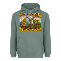 Sage Western Charolais Heifer With Sunflowers Heavyweight Hoodie - LillyAllenDesigns
