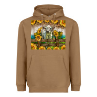 Toasted Coconut Western Charolais Heifer With Sunflowers Heavyweight Hoodie - LillyAllenDesigns