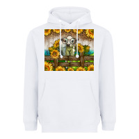 White Western Charolais Heifer With Sunflowers Heavyweight Hoodie - LillyAllenDesigns