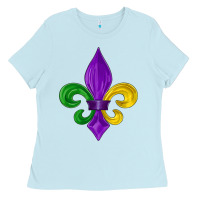 Baby Blue mardi gras fleur de lis Ladies Tee - LillyAllenDesigns