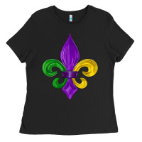 Black mardi gras fleur de lis Ladies Tee - LillyAllenDesigns