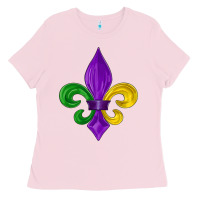Bubblegum Pink mardi gras fleur de lis Ladies Tee - LillyAllenDesigns