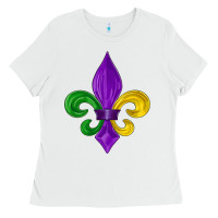 White mardi gras fleur de lis Ladies Tee - LillyAllenDesigns