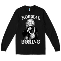 Black Limited Edition Grandma Addams (Frump)- Normal Is Boring Long Sleeve Tee - tuanDangUi