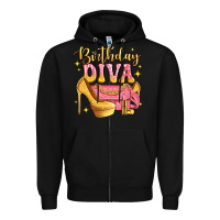 Black birthday diva pink and gold glitter Zipper Hoodie - LillyAllenDesigns