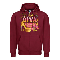 Burgundy birthday diva pink and gold glitter Zipper Hoodie - LillyAllenDesigns
