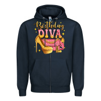Navy birthday diva pink and gold glitter Zipper Hoodie - LillyAllenDesigns